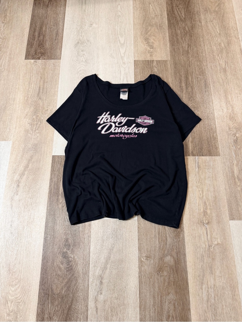 Y2K Harley-Davidson Black Tee with Pink Logo